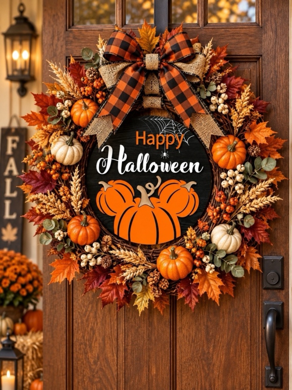 Happy Halloween Orange Pumpkin Round Wall Sign